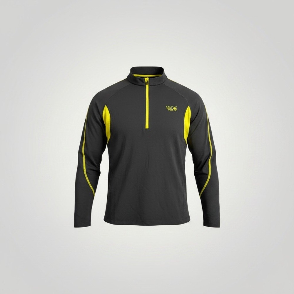 Mountain Hardwear Pullover Men Large Black Yellow Quarter Zip Performance Hiking